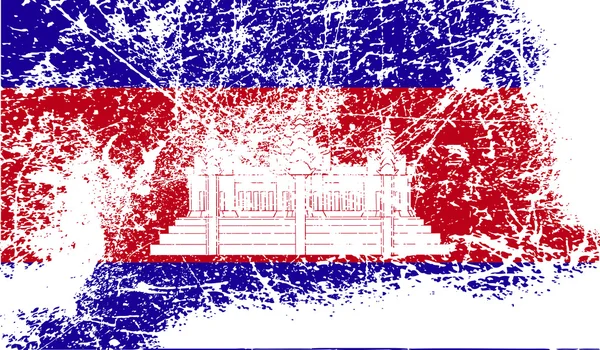 Bandera de Camboya con textura antigua. Vector — Archivo Imágenes Vectoriales