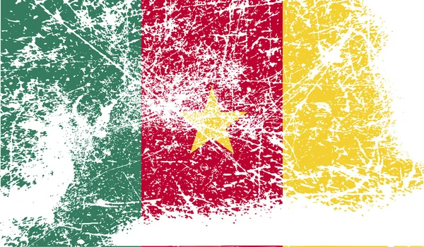 Kamerun bayrağı eski doku ile. Vektör — Stok Vektör