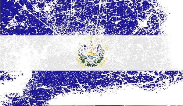 Bandeira de El Salvador com textura antiga. Vetor —  Vetores de Stock