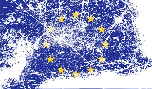 Bandera de la Unión Europea con textura antigua. Vector — Vector de stock