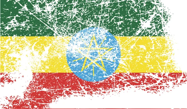 Flag of Ethiopia with old texture. Vector — Stock Vector