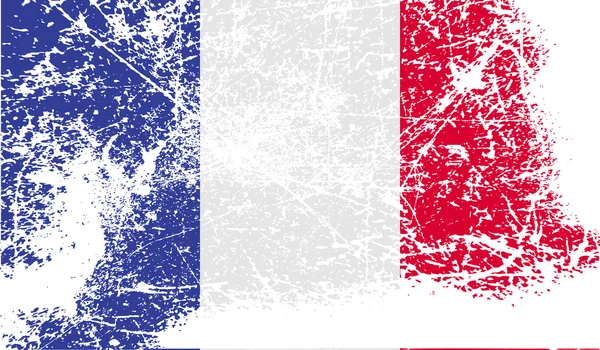 Drapeau de France avec une texture ancienne. Vecteur — Image vectorielle