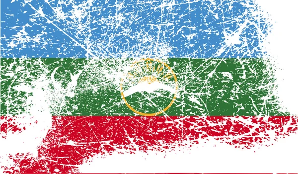 Flag of Karachay-Cherkessia Republic, Russia with old texture. Vector — Stock Vector