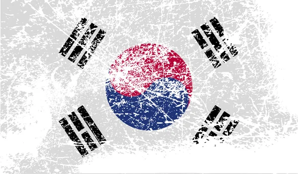 Bandera de Corea del Sur con textura antigua. Vector — Archivo Imágenes Vectoriales