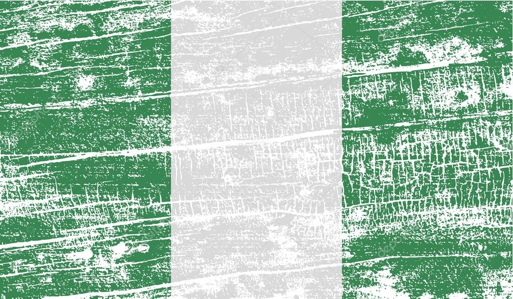Flag of Nigeria with old texture. Vector