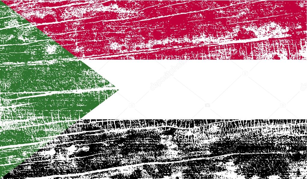 Flag of Sudan with old texture. Vector