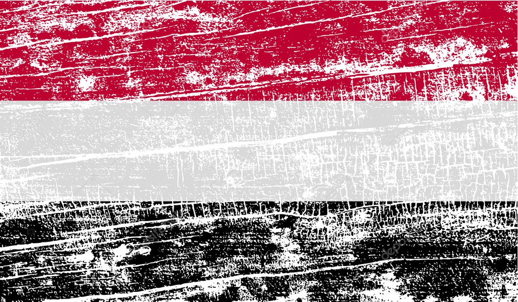 Flag of Yemen with old texture. Vector
