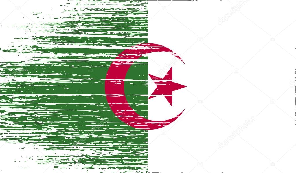 Flag of Algeria with old texture. Vector