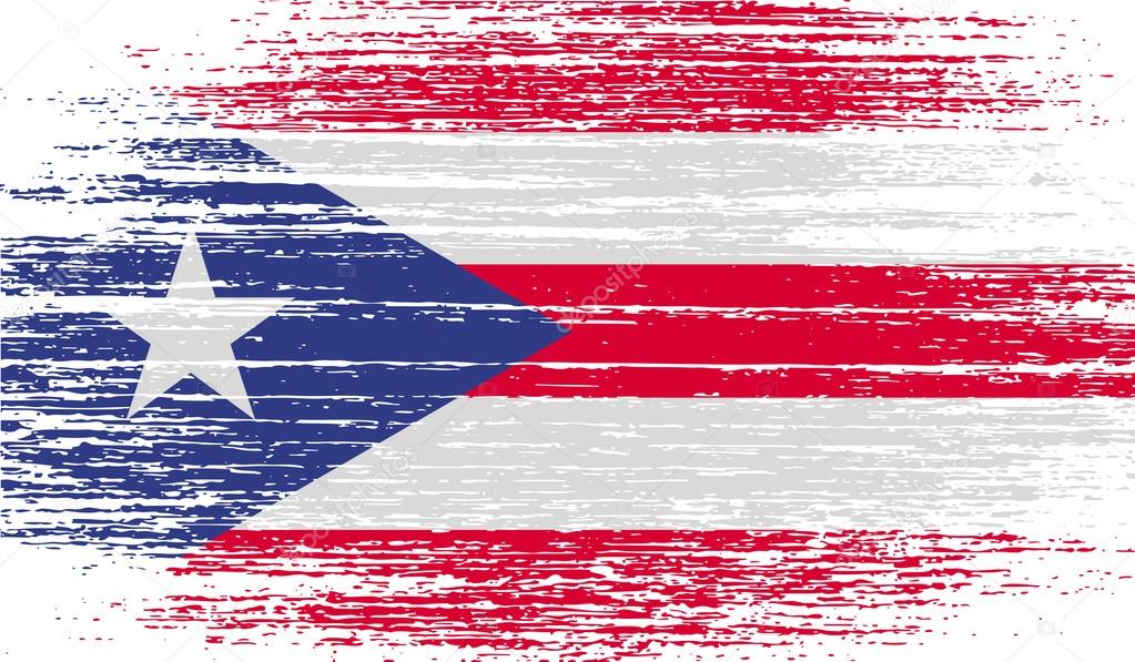 Flag of Puerto Rico with old texture. Vector