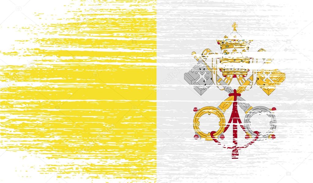 Flag of Vatican with old texture. Vector