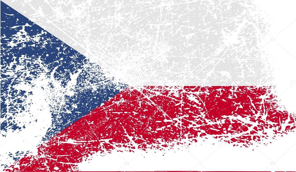 Flag of Czech Republic with old texture. Vector