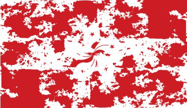 Hong Kong bayrağı eski doku ile. Vektör