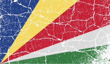 Seyşel Adaları bayrağı eski doku ile. Vektör