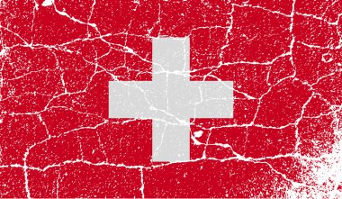 İsviçre bayrağı eski doku ile. Vektör