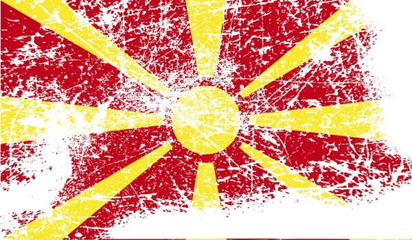 Bandera de Macedonia con textura antigua. Vector — Vector de stock