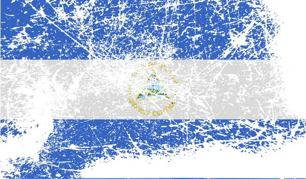 Drapeau du Nicaragua avec une texture ancienne. Vecteur — Image vectorielle
