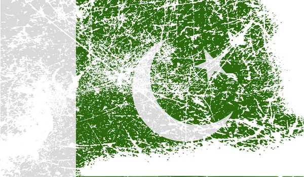 Bendera Pakistan dengan tekstur lama. Vektor - Stok Vektor