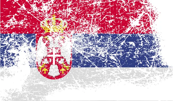 Flagge Serbiens mit alter Struktur. Vektor — Stockvektor