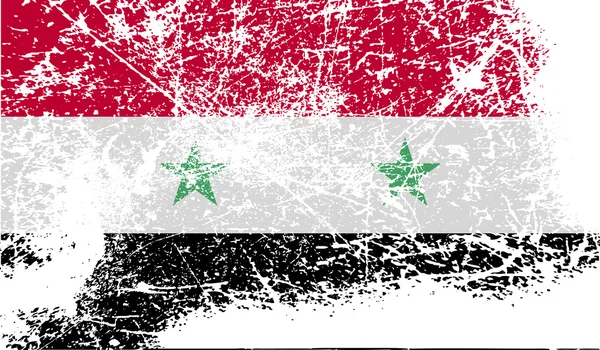 Drapeau de Syrie avec une texture ancienne. Vecteur — Image vectorielle