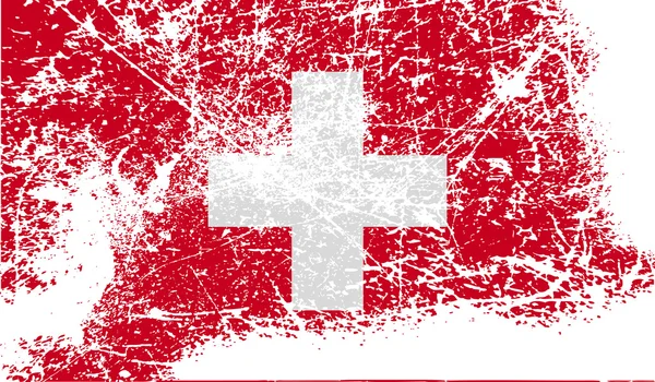 Bandeira da Suíça com textura antiga. Vetor —  Vetores de Stock