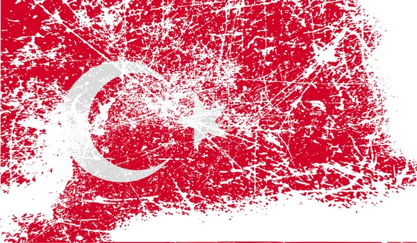Turecká vlajka se starým texturou. Vektor — Stockový vektor