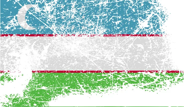 Vlajka Uzbekistánu se starým texturou. Vektor — Stockový vektor