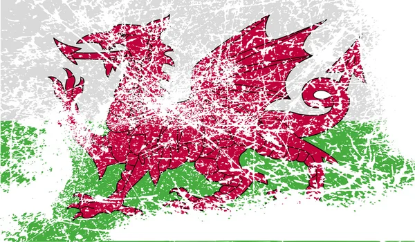 Bandiera del Galles con vecchia texture. Vettore — Vettoriale Stock