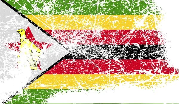 Vlag van Zimbabwe met oude textuur. Vector — Stockvector