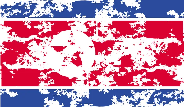 Bandeira da Coreia do Norte com textura antiga. Vetor —  Vetores de Stock