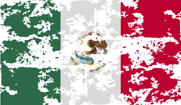 Bandeira do México com textura antiga. Vetor — Vetor de Stock