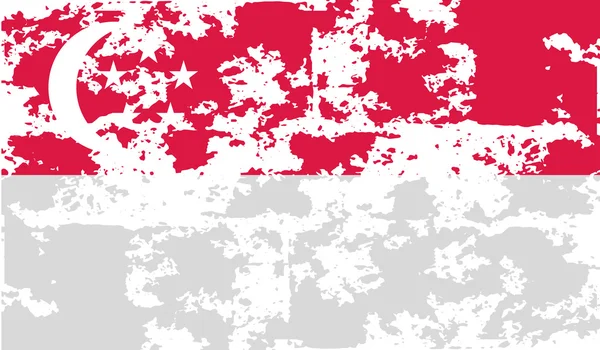 Bandera Republic of Singapore con textura antigua. Vector — Vector de stock