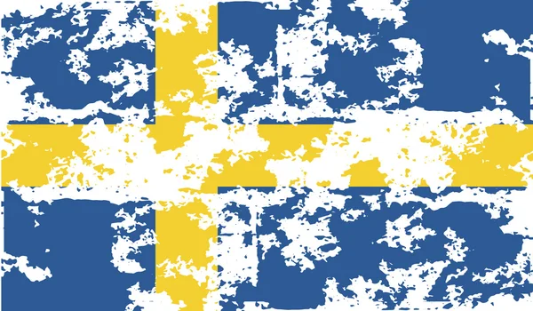 Drapeau de la Suède avec une texture ancienne. Vecteur — Image vectorielle