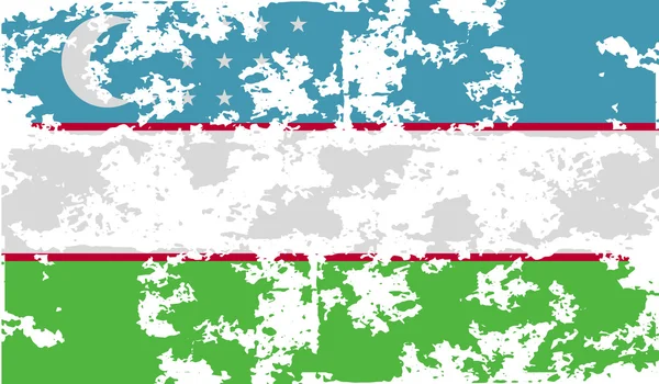 Vlag van Oezbekistan met oude textuur. Vector — Stockvector
