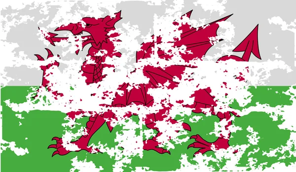 Vlajka Walesu se starým texturou. Vektor — Stockový vektor