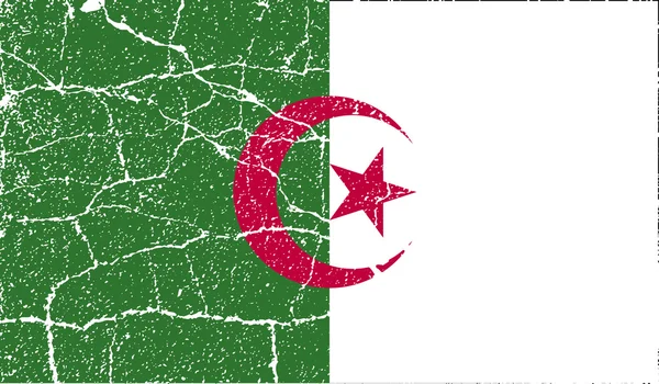 Flaga Algierii z stary tekstura. Wektor — Wektor stockowy