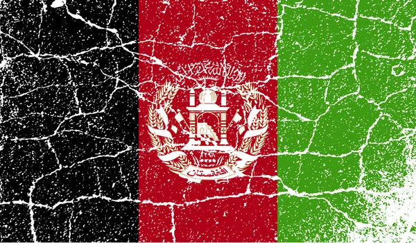 Bandiera dell'Afghanistan con vecchia trama. Vettore — Vettoriale Stock