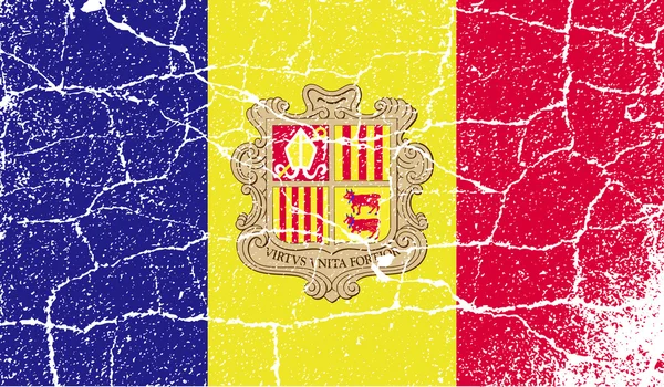 Σημαία της Ανδόρρας με την παλιά υφή. Διάνυσμα — Διανυσματικό Αρχείο