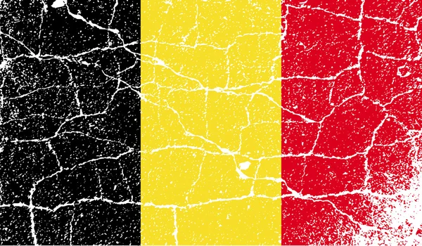 Drapeau de Belgique avec une texture ancienne. Vecteur — Image vectorielle