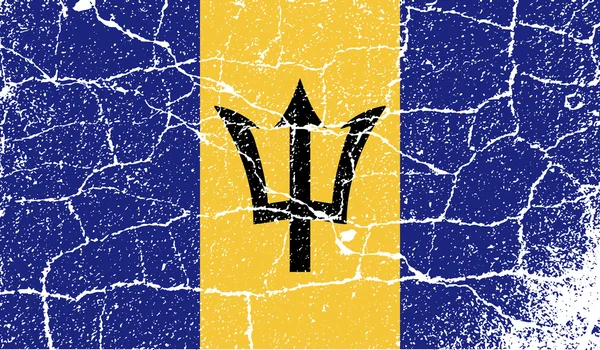 Bandeira de Barbados com textura antiga. Vetor — Vetor de Stock