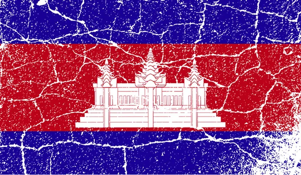 Vlag van Cambodja met oude textuur. Vector — Stockvector