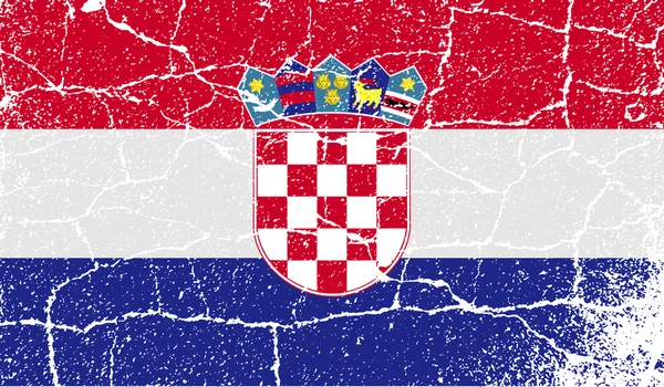 Flag of Croatia with old texture. Vector — Stock Vector