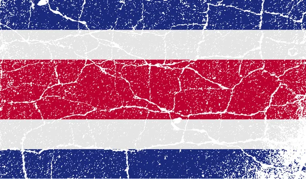 Drapeau du Costa Rica avec une texture ancienne. Vecteur — Image vectorielle