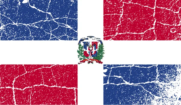 Bandera de República Dominicana con textura antigua. Vector — Archivo Imágenes Vectoriales