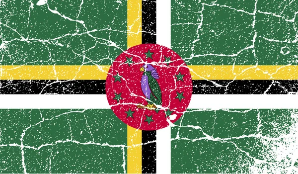 Bandiera di Dominica con vecchia texture. Vettore — Vettoriale Stock