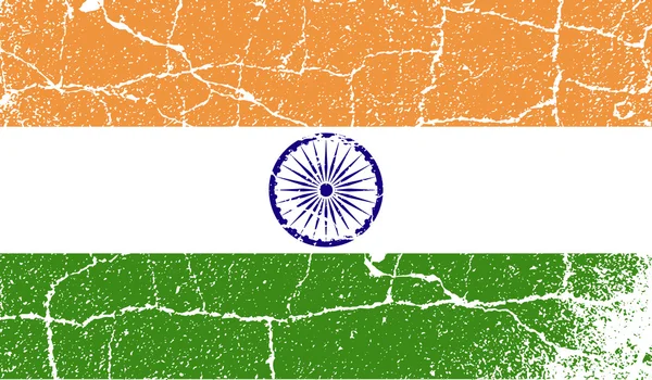 Σημαία της Ινδίας με την παλιά υφή. Διάνυσμα — Διανυσματικό Αρχείο