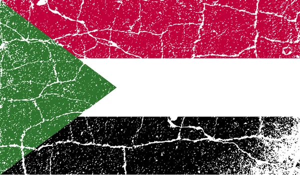 Bandera de Sudán con textura antigua. Vector — Vector de stock