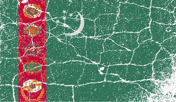 Флаг Туркменистана со старой текстурой. Вектор — стоковый вектор