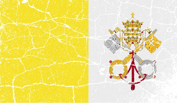 Flag of Vatican with old texture. Vector — Stock Vector