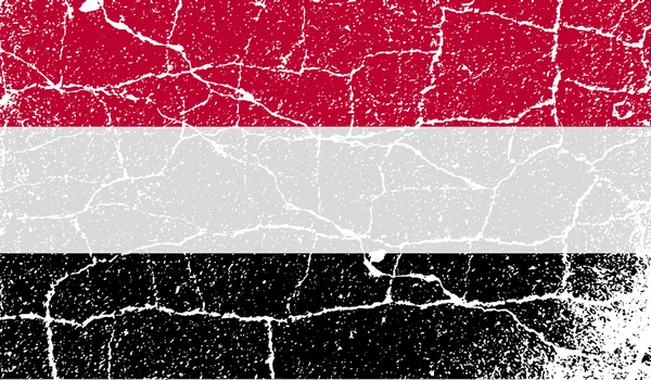 Bandera de Yemen con textura antigua. Vector — Vector de stock