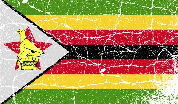 Bandera de Zimbabwe con textura antigua. Vector — Archivo Imágenes Vectoriales